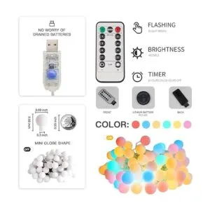 SUDDUS Globe String Lights Outdoor Waterproof 100 Led_6