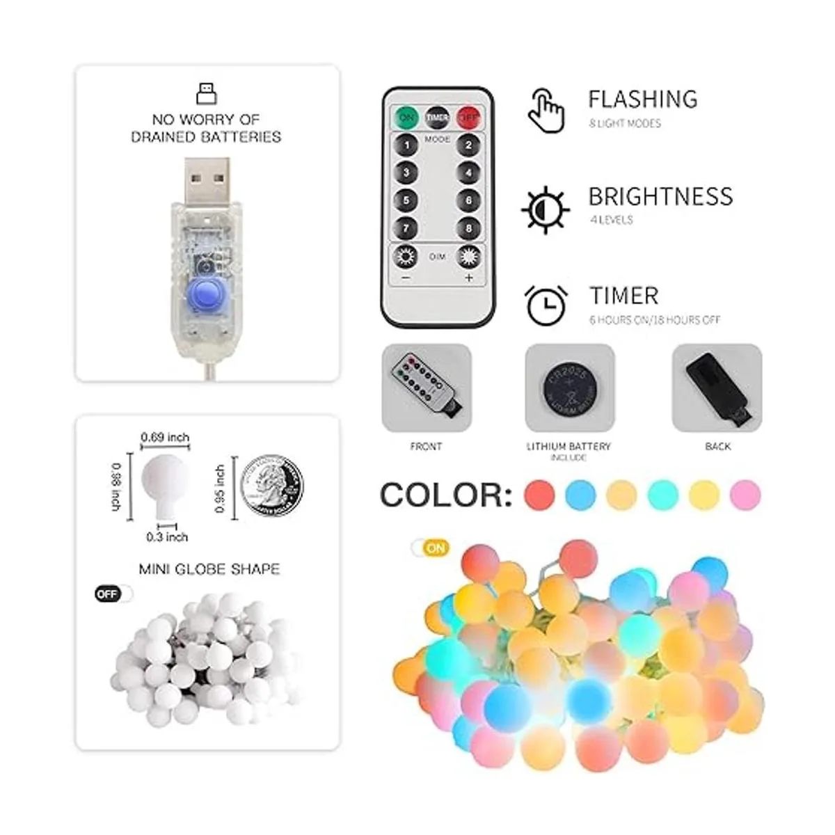 SUDDUS Globe String Lights Outdoor Waterproof 100 Led_6