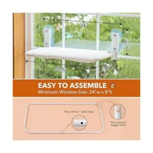 Percha para ventana de gato resistente con marco de acero_5