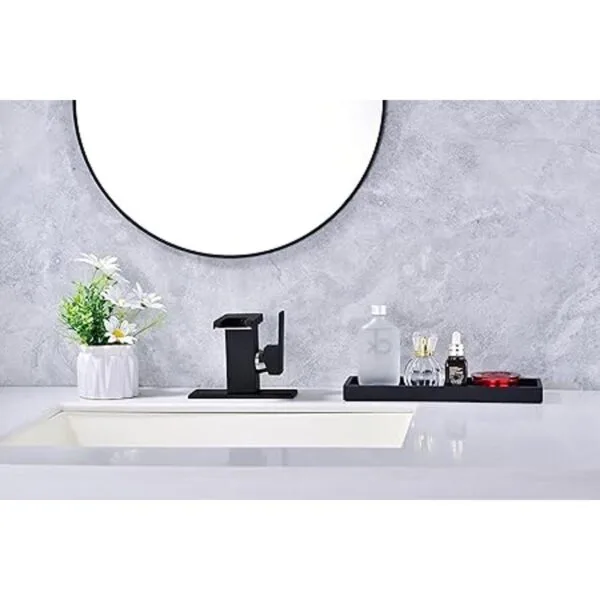 Zexzen Bathroom Vanity Tray Matte Black Resin Bathroom_2