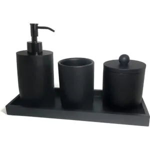 Zexzen Bathroom Vanity Tray Matte Black Resin Bathroom_4