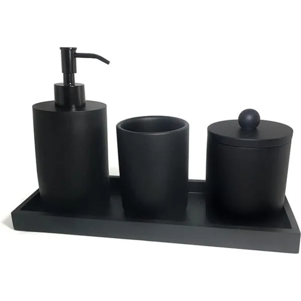 Zexzen Bathroom Vanity Tray Matte Black Resin Bathroom_4
