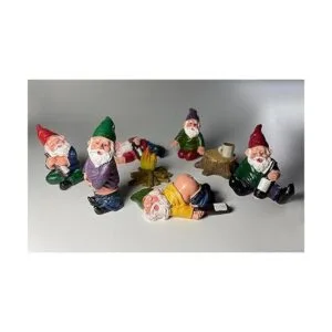 Juego de 9 gnomos en miniatura con fuego y muebles para_3
