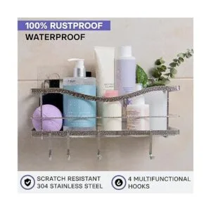 KINCMAX Shower Caddy Basket Shelf Adhesive DrillFree_2