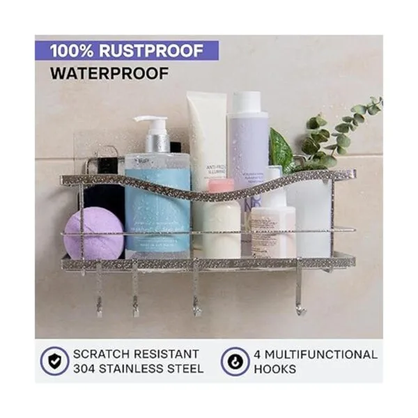 KINCMAX Shower Caddy Basket Shelf Adhesive DrillFree_2