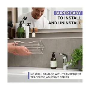 KINCMAX Shower Caddy Basket Shelf Adhesive DrillFree_3