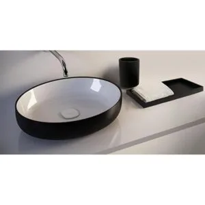 Zexzen Bathroom Vanity Tray Matte Black Resin Bathroom_7