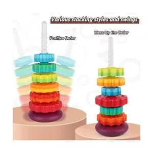 JUXUE Juguete giratorio juguetes apilables de arcoíris_3