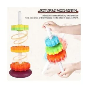 JUXUE Juguete giratorio juguetes apilables de arcoíris_4