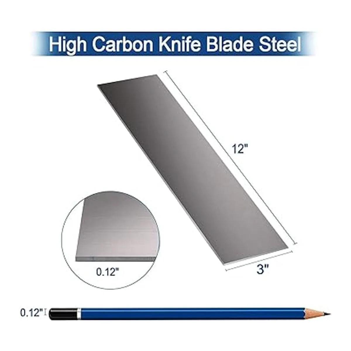 Hoja de cuchillo de acero 1095 de acero plano 12 x 3 x_2