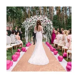 Camino de pasillo de oro rosa para decoración de bodas_1