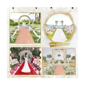 Camino de pasillo de oro rosa para decoración de bodas_3