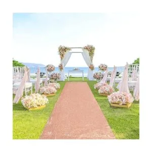 Camino de pasillo de oro rosa para decoración de bodas_2