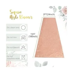 Camino de pasillo de oro rosa para decoración de bodas_6