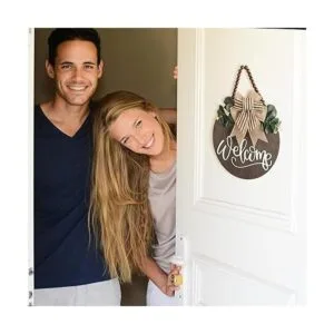 Letrero de bienvenida para decoración de corona de puerta_6