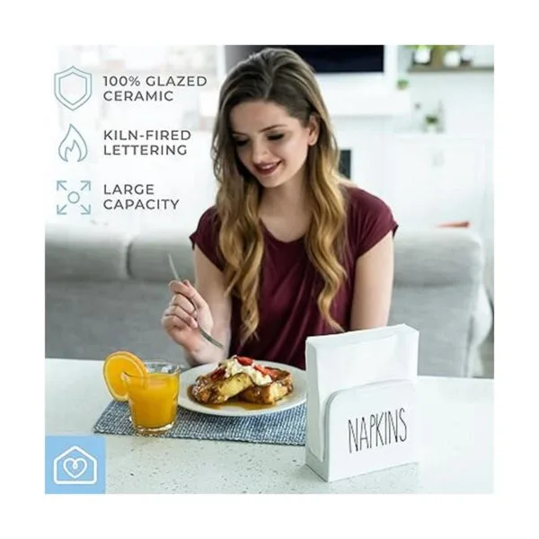 Heartland Home Servilletero de porcelana color blanco y_6