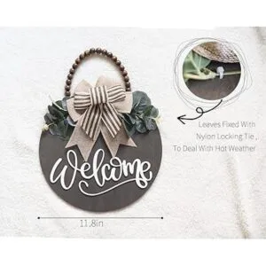 Letrero de bienvenida para decoración de corona de puerta_3