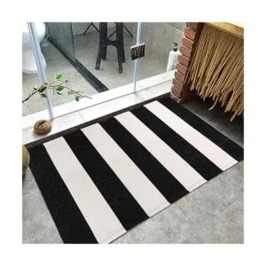 Leevan Tapete de algodón impreso en tiras blancas y_5