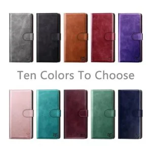 SUANPOT Funda tipo cartera para iPhone 14 de poliuretano_3