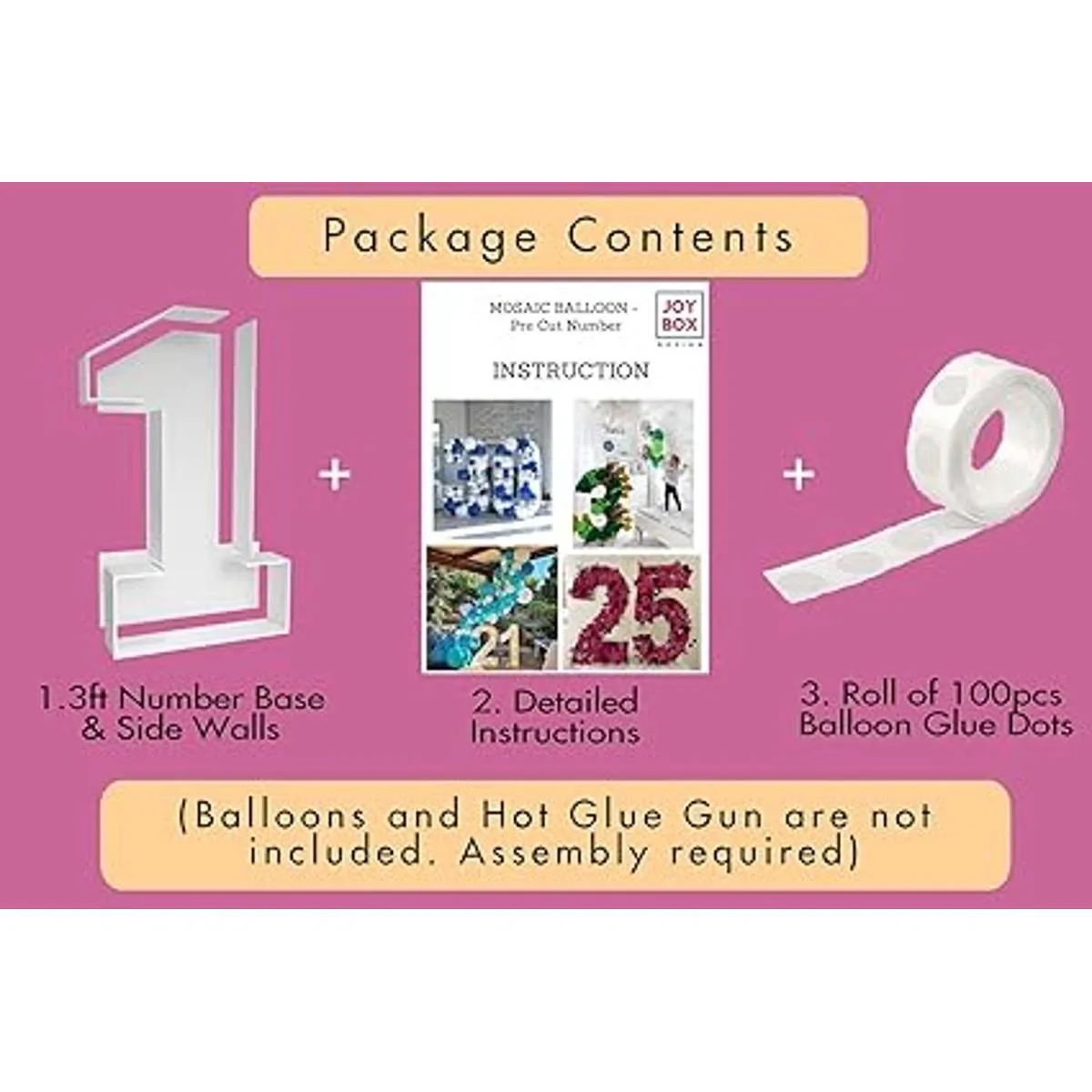 Marco de globo de mosaico de 3 pies con número 1 kit_3