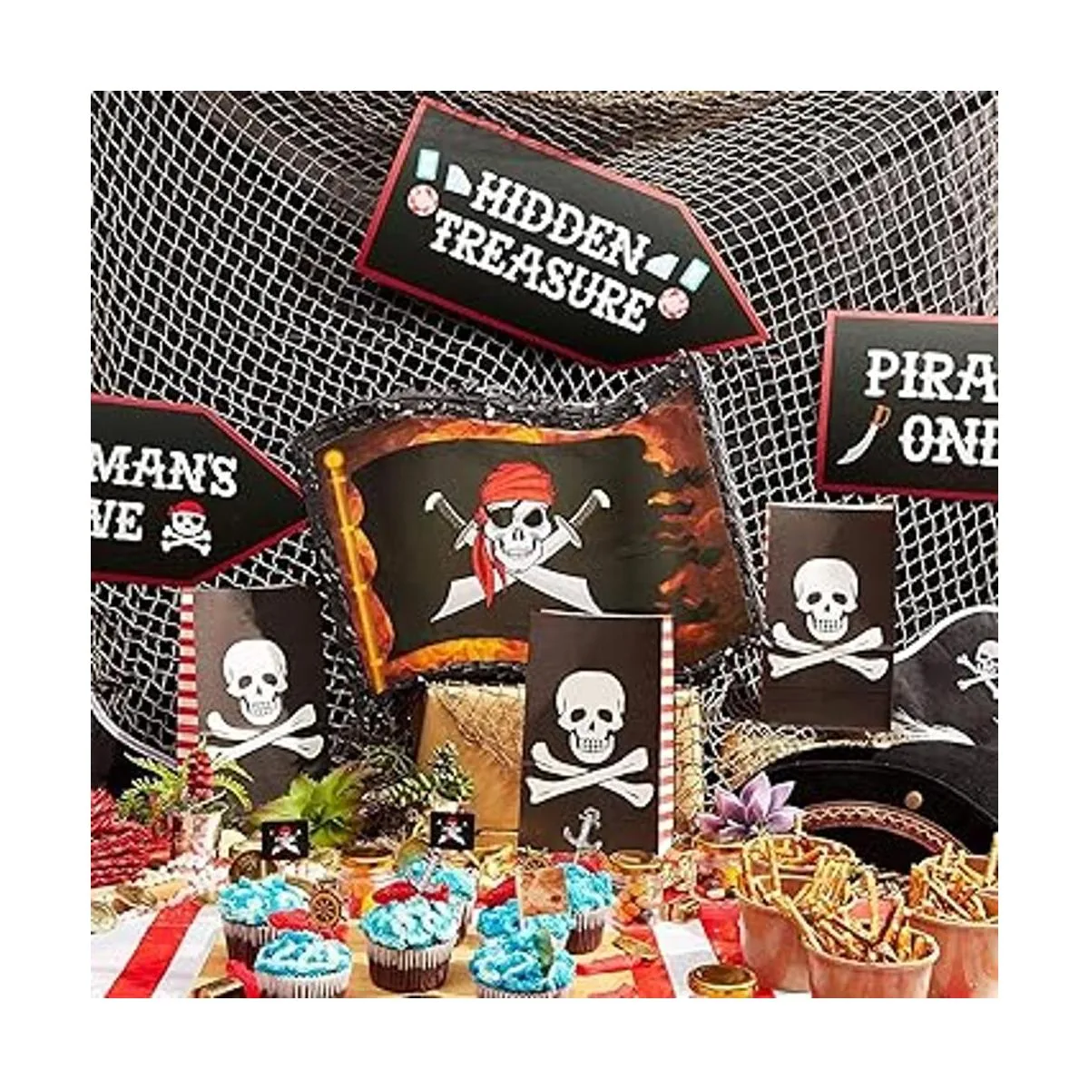 Piñata pequeña con bandera pirata para fiesta de_2