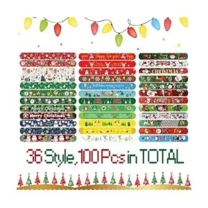 100 pulseras de bofetada de Navidad recuerdos de fiesta_2