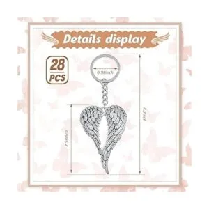 28 dijes de alas de ángel plateadas llaveros de plumas de_2