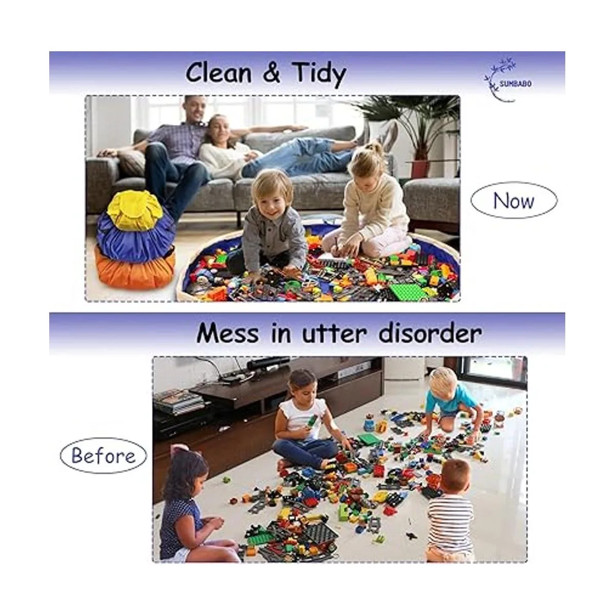 Bolsa de almacenamiento de juguetes con cordón para Lego_3