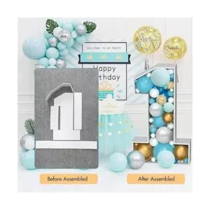 Marco de globo de mosaico de 3 pies con número 1 kit_5