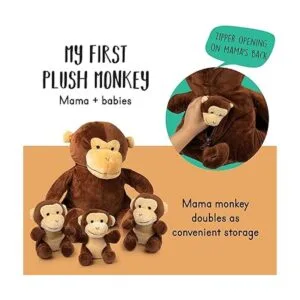 Mono de peluche parlante con 3 monos bebés en su abdomen_3