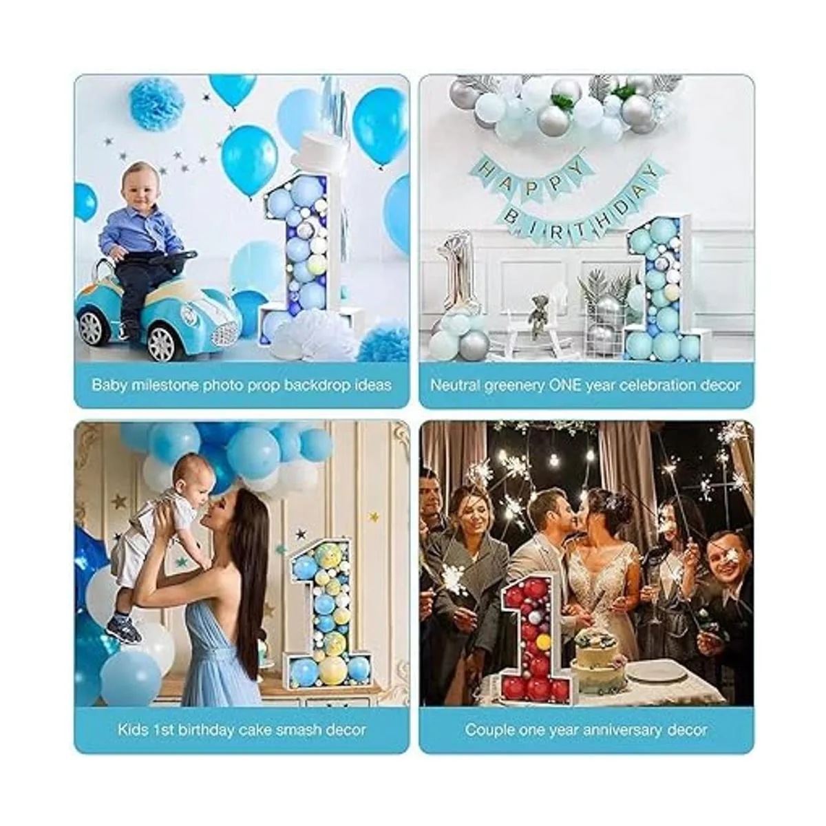 Marco de globo de mosaico de 3 pies con número 1 kit_6