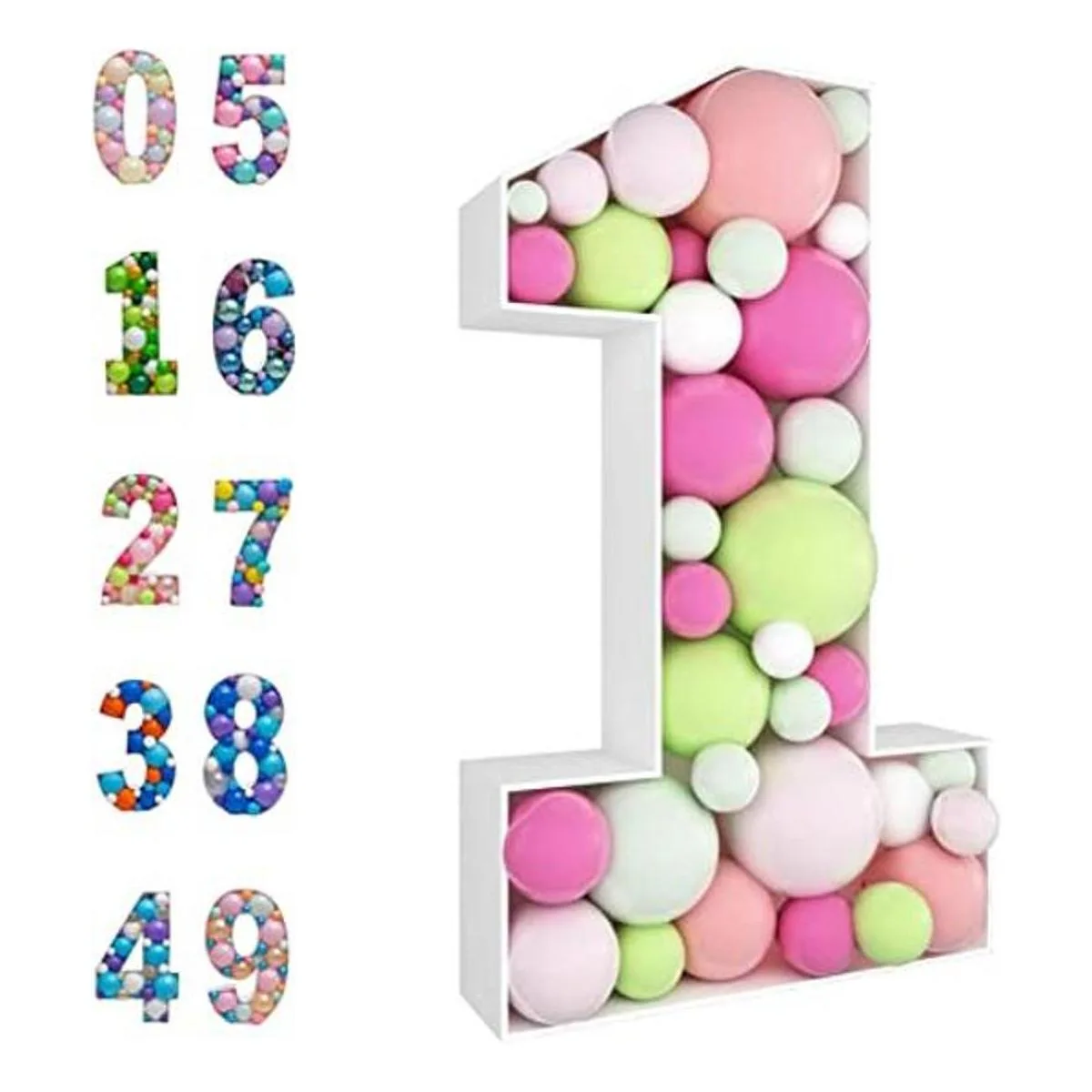 Marco de globo de mosaico de 3 pies con número 1 kit_1