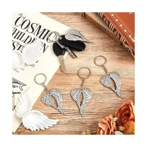 28 dijes de alas de ángel plateadas llaveros de plumas de_4