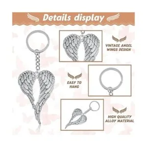 28 dijes de alas de ángel plateadas llaveros de plumas de_3