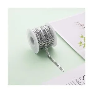 UMAOKANG Cadena de eslabones de acero inoxidable de plata_3