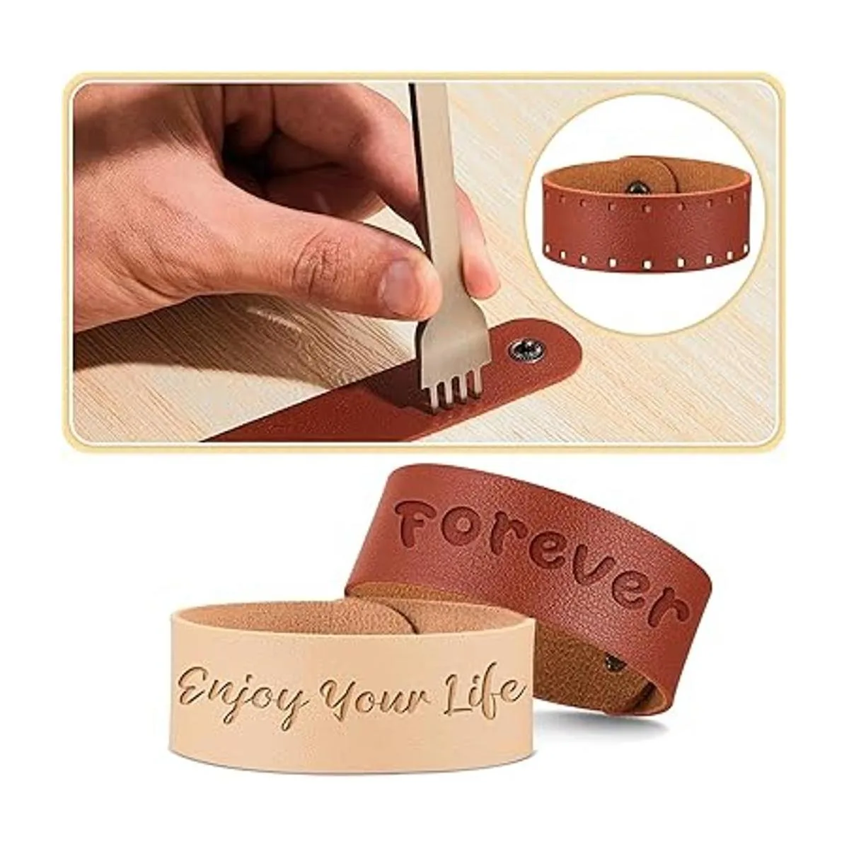 Weewooday Pulsera de cuero liso para manualidades_6