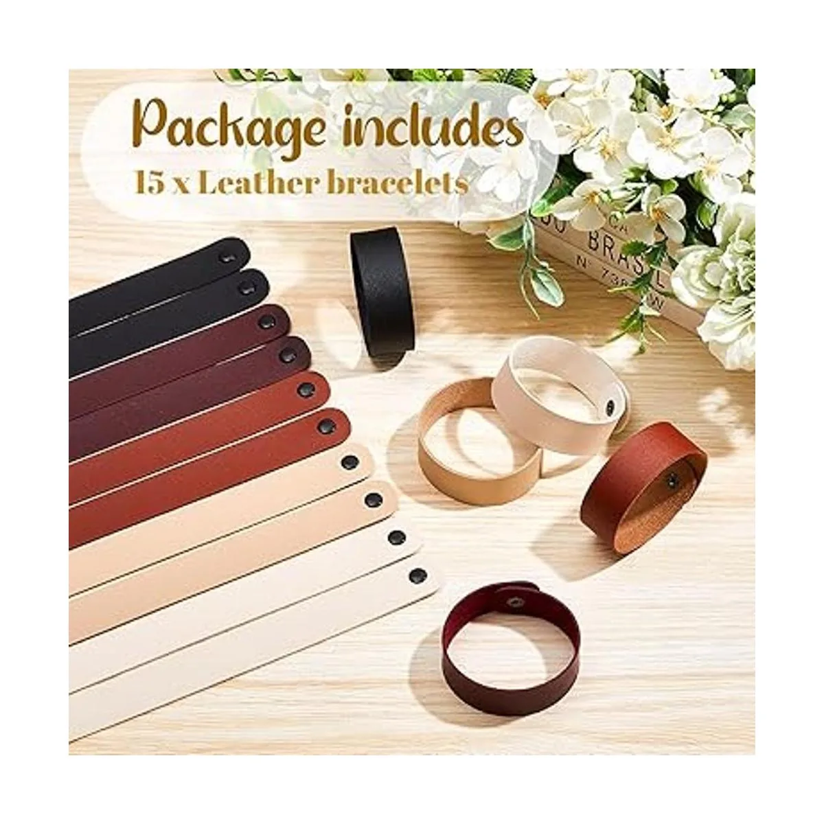 Weewooday Pulsera de cuero liso para manualidades_3