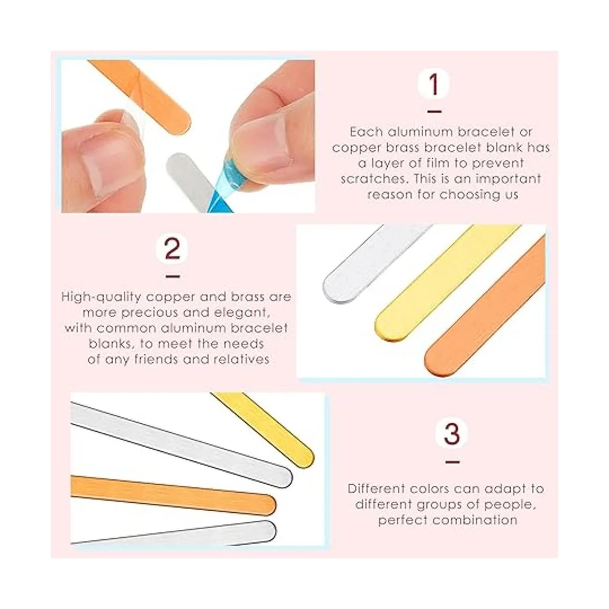 Pulsera de latón de aluminio en blanco con estampado de_4