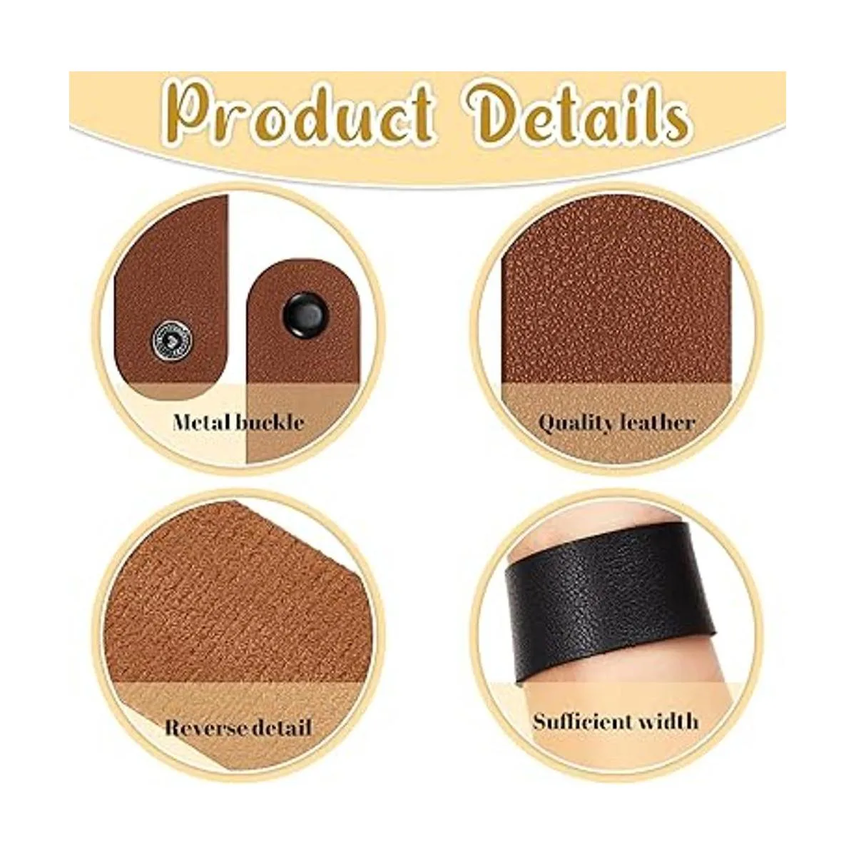 Weewooday Pulsera de cuero liso para manualidades_4