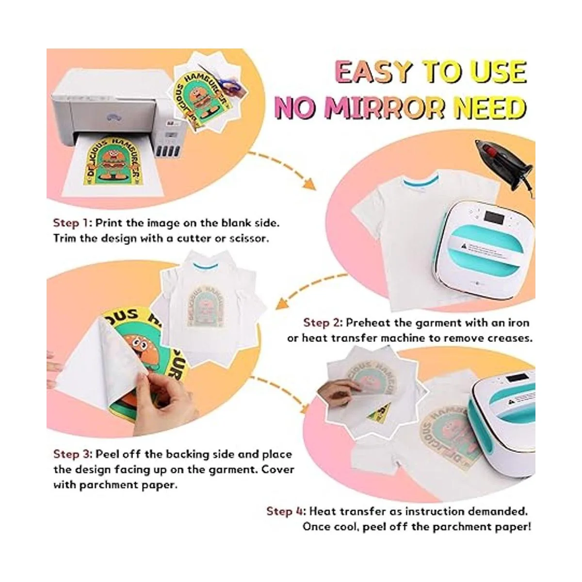 HTVRONT Papel de transferencia de calor para camisetas_5