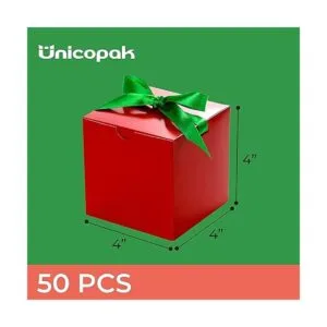 UnicoPak Cajas de regalo rojas de Navidad de 4 x 4 x 4_6