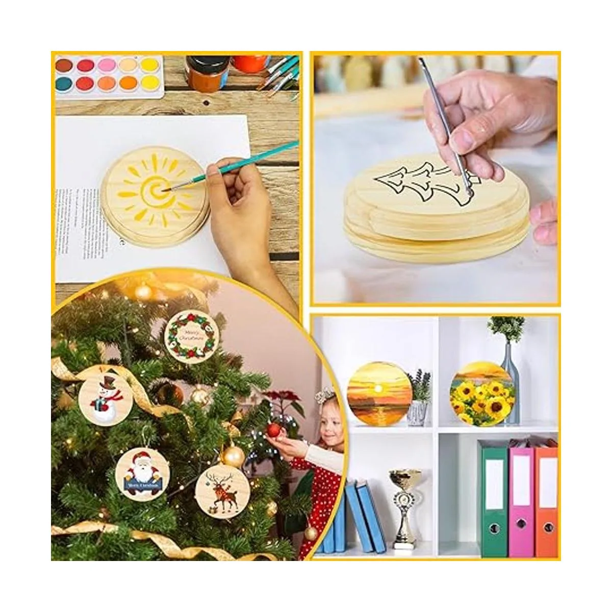 4 placas redondas de madera para manualidades base de_6