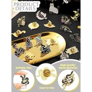 Juego de 25 pines esmaltados de oro negro y negro para_3