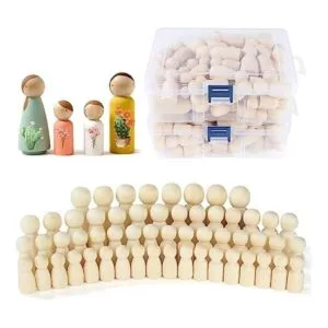 100 muñecas de madera con clavijas de madera sin terminar_1