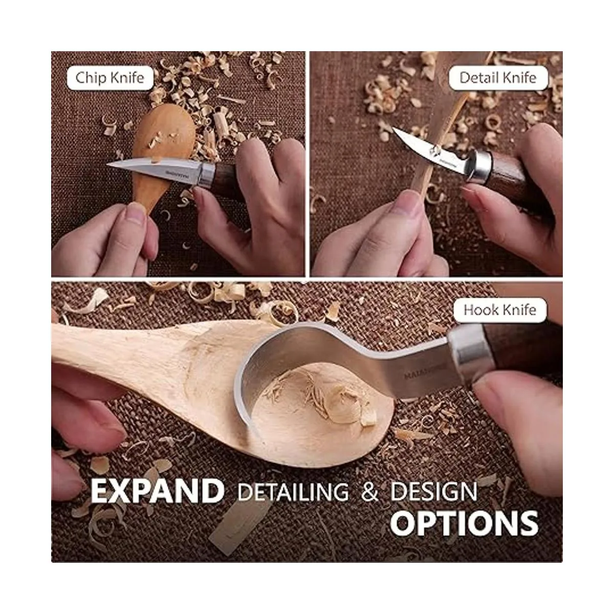 Kit de cuchillos de madera para principiantes juego de_2