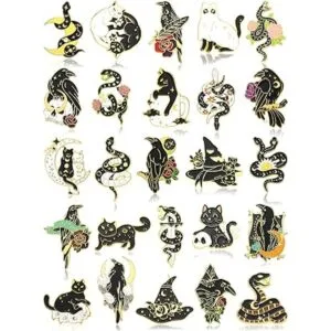 Juego de 25 pines esmaltados de oro negro y negro para_1