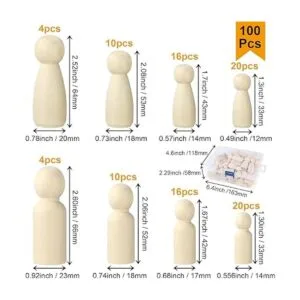 100 muñecas de madera con clavijas de madera sin terminar_2