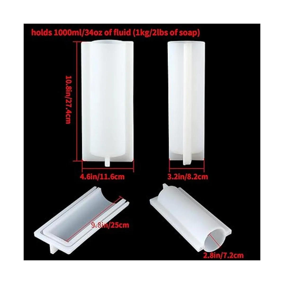 Sanbege Molde de jabón de tubo con clips molde de columna_3