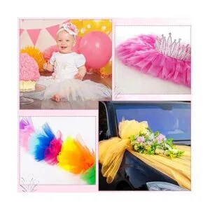 12 rollos de tul con purpurina de arcoíris de 6 x 10_4