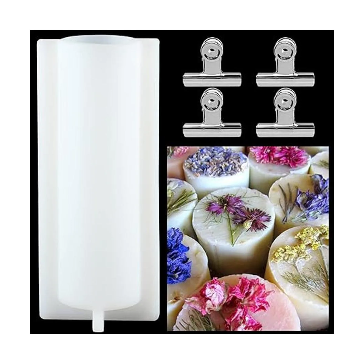 Sanbege Molde de jabón de tubo con clips molde de columna_2